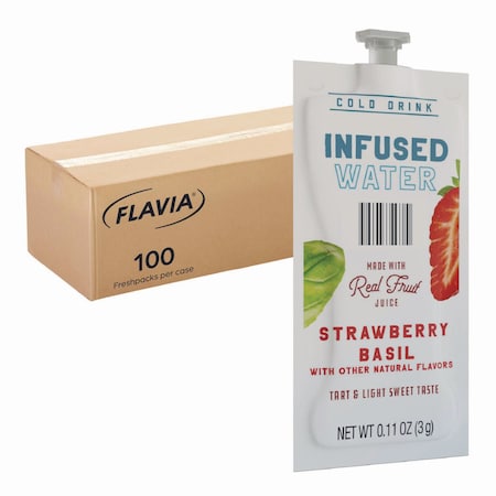 Flavia Strawberry Basil Infused Water Freshpack, Strawberry Basil, 0.11 oz Pouch, 100PK 48053